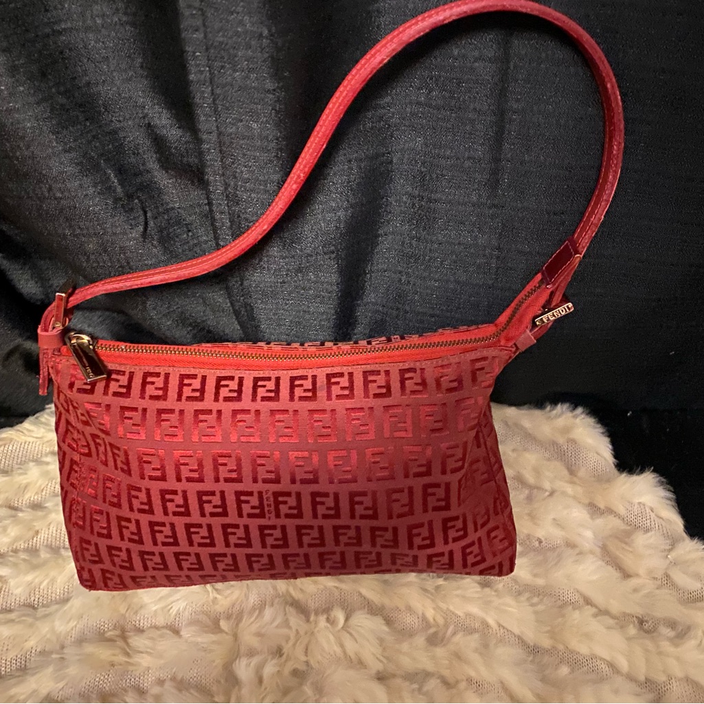 Fendi Vintage RedBurgundy Authentic Shoulder Bag